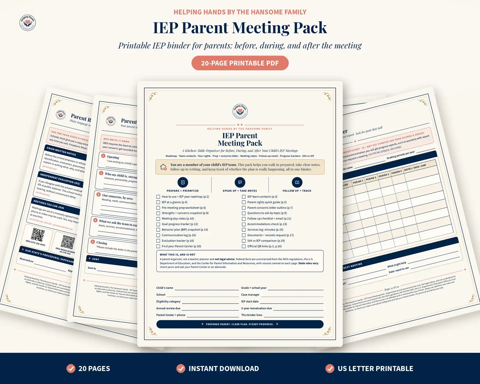 IEP Parent Meeting Pack cover page