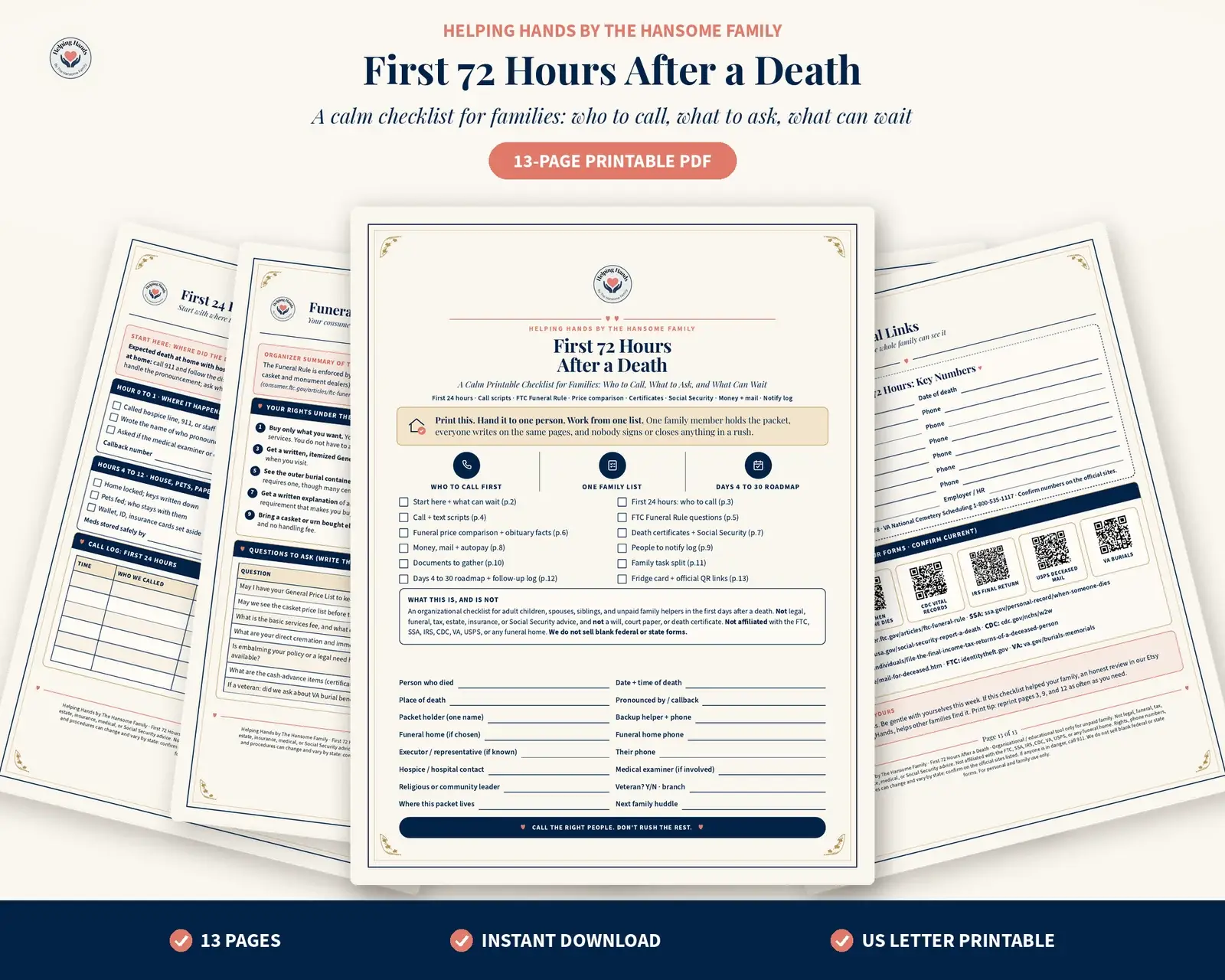First 72 Hours After a Death printable checklist cover