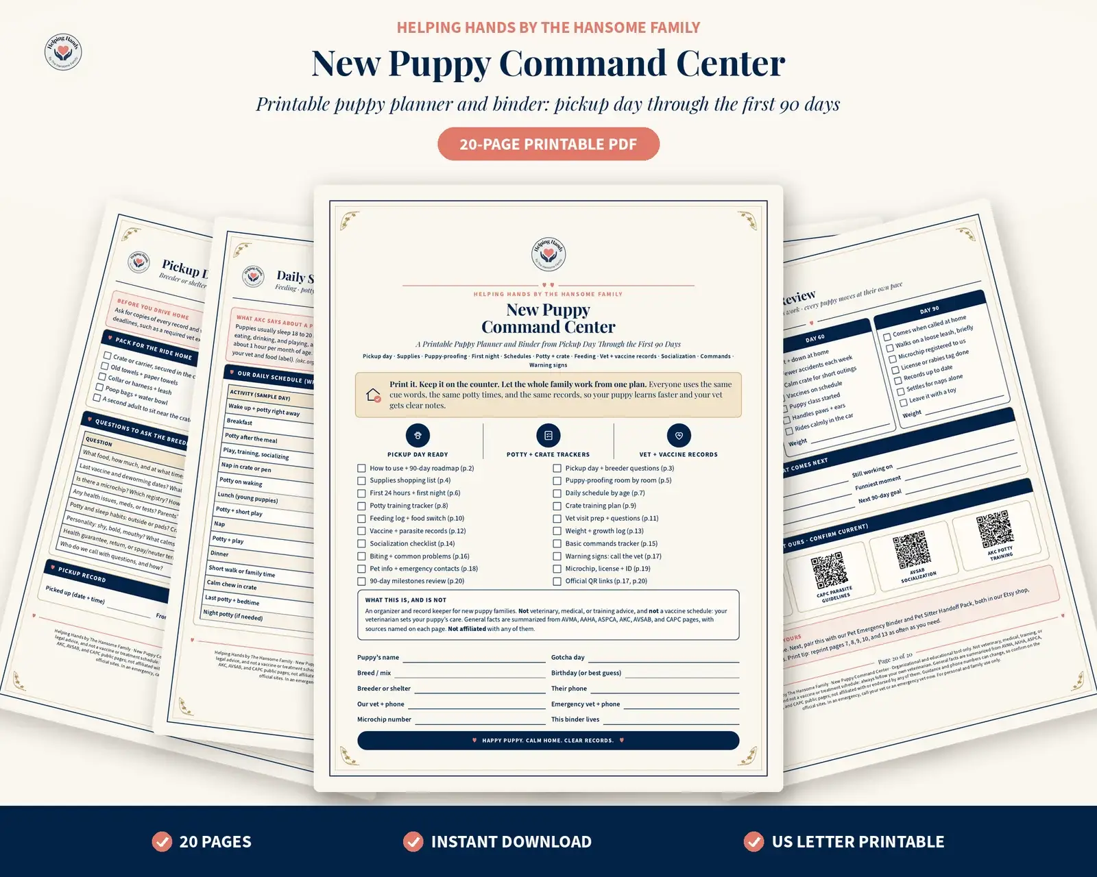 New Puppy Command Center printable planner cover