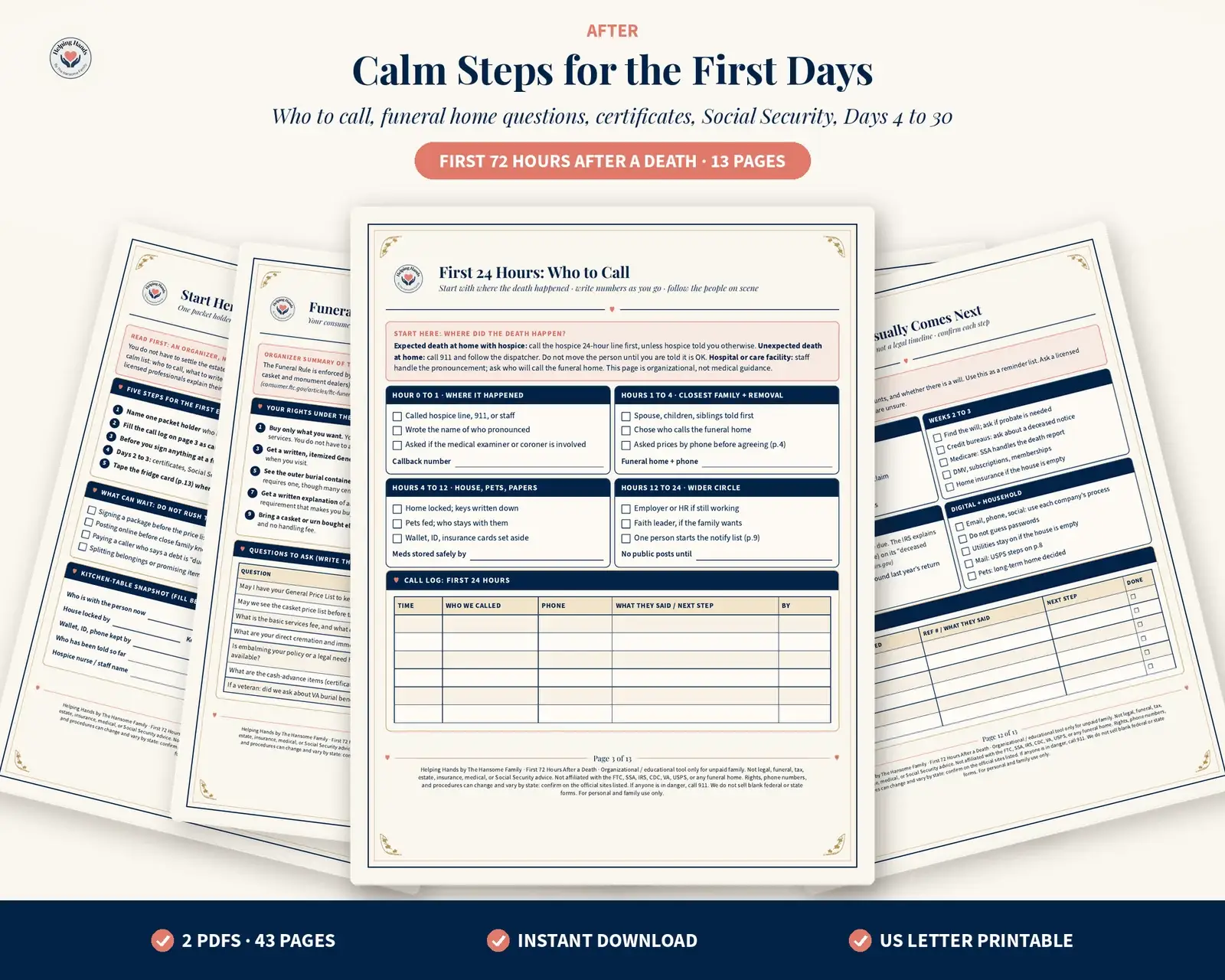 Pages from the First 72 Hours checklist